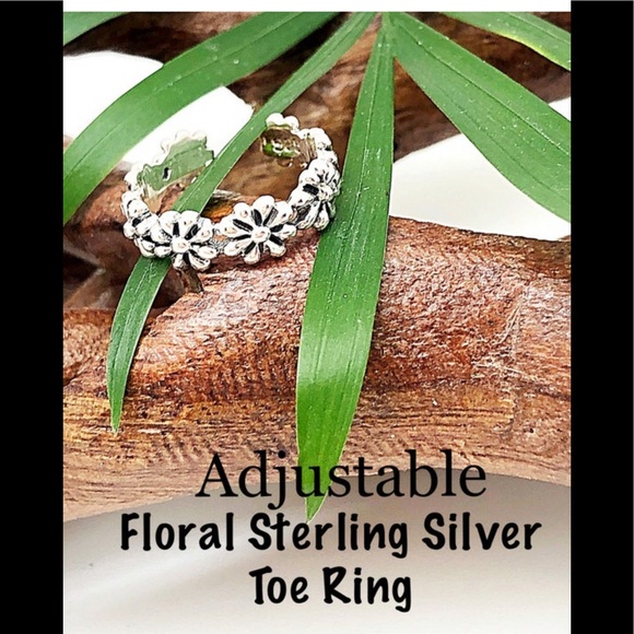 CZ Toe Ring & Floral Toe Ring Bonus Buy Set or Purchase Separately, Sterling - Picture 5 of 9